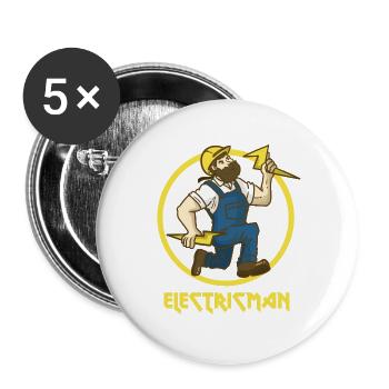 Blitzschneller Elektroheld Handwerk - Buttons groß 56 mm (5er Pack) - Weiß - Vorne