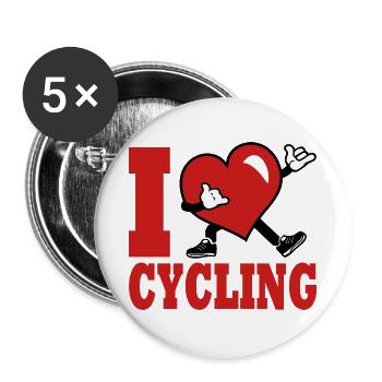 Ich liebe Radfahren, Radfahren, Radfahren, Radfahren - Buttons groß 56 mm (5er Pack) - Weiß - Vorne
