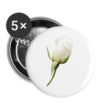 weiße Rose weiße Blume - Buttons groß 56 mm (5er Pack) - Weiß - Vorne
