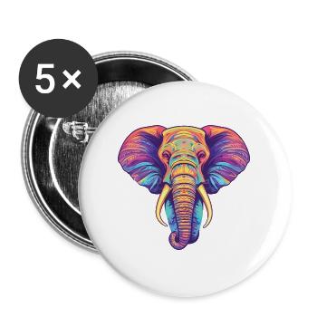 Elefant Bunte Aquarell-Tierillustration - Buttons groß 56 mm (5er Pack) - Weiß - Vorne