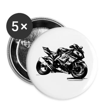 Zeigen Sie Ihren Stil mit unseren Motorradlogos - Buttons groß 56 mm (5er Pack) - Weiß - Vorne