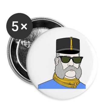 Kaiser Franz Joseph mit Sonnenbrille – K&K - Buttons groß 56 mm (5er Pack) - Weiß - Vorne
