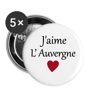 J'aime l'auvergne - Lot de 5 grands badges (56 mm) - blanc - Devant
