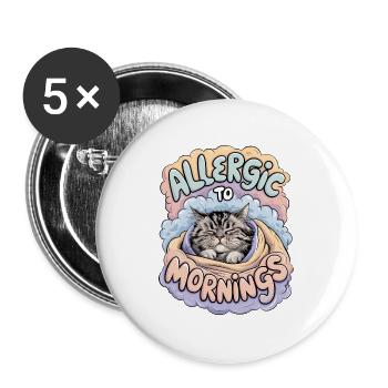 Allergic To Mornings - Buttons large 2.2''/56 mm (5-pack) - white - Front