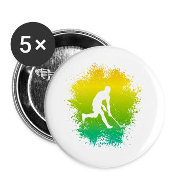 Floorball Spieler Unihockey Floorballspieler - Buttons groß 56 mm (5er Pack) - Weiß - Vorne
