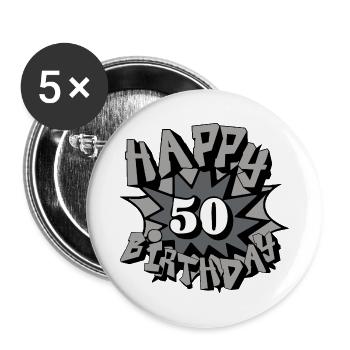 50.Geburtstag,50 Jahre,Airbrush, Happy Birthday(25 - Buttons large 2.2''/56 mm (5-pack) - white - Front