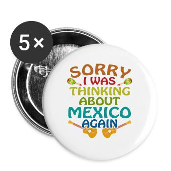 Mexiko Mexikaner - Buttons groß 56 mm (5er Pack) - Weiß - Vorne