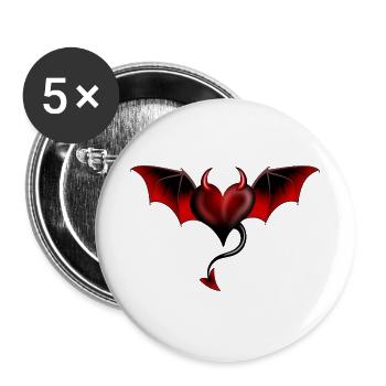 Herz Teufel Satan Luzifer Engel - Buttons groß 56 mm (5er Pack) - Weiß - Vorne