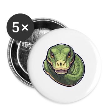 Anakonda Niedlich Glücklich Kawaii Cartoon Clipart Tier - Buttons groß 56 mm (5er Pack) - Weiß - Vorne