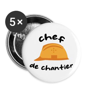 Bauleiter - Buttons groß 56 mm (5er Pack) - Weiß - Vorne