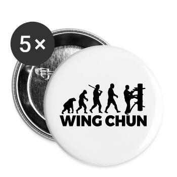 Wing Chun-Entwicklung - Buttons groß 56 mm (5er Pack) - Weiß - Vorne