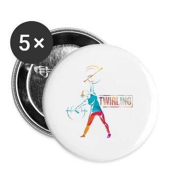 Feurige Stabturnerin Karnevalsumzug - Buttons groß 56 mm (5er Pack) - Weiß - Vorne
