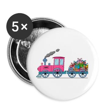 Children's train railway with trailer pink - Buttons large 2.2''/56 mm (5-pack) - white - Front