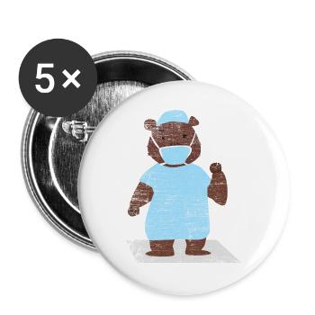 Brummiger Bärenarzt Klinikalltag - Buttons groß 56 mm (5er Pack) - Weiß - Vorne