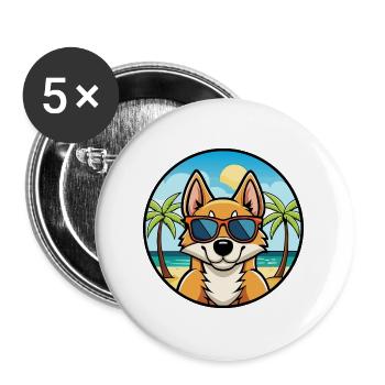 Chilenische Foxterrier Hunderasse Cartoon Sonnenbrille - Buttons groß 56 mm (5er Pack) - Weiß - Vorne