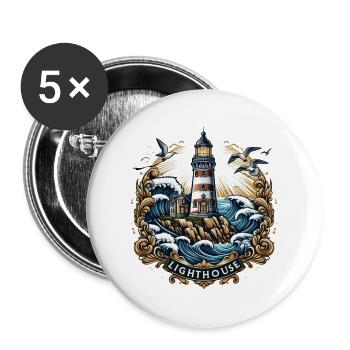 Lighthouse Logo - Buttons large 2.2''/56 mm (5-pack) - white - Front
