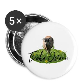 Frohe Ostern Lamm - Buttons groß 56 mm (5er Pack) - Weiß - Vorne