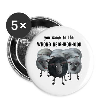 You came to the wrong Neighborhood - Schafherde - Buttons groß 56 mm (5er Pack) - Weiß - Vorne