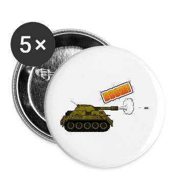 Panzer - Boom - Buttons groß 56 mm (5er Pack) - Weiß - Vorne