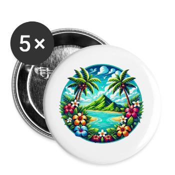 Caribbean Island Logo - Buttons large 2.2''/56 mm (5-pack) - white - Front