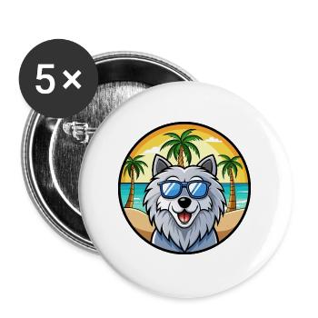 Polnische Schäferhundrasse Cartoon Sonnenbrille Strand - Buttons groß 56 mm (5er Pack) - Weiß - Vorne