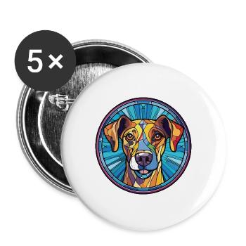 Alano Español Hunderasse Aquarell Illustration - Buttons groß 56 mm (5er Pack) - Weiß - Vorne