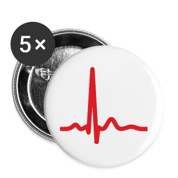 Herzschlag-EKG-Linie Medizinischer Pulswellen-Ikon-Vektor - Buttons groß 56 mm (5er Pack) - Weiß - Vorne