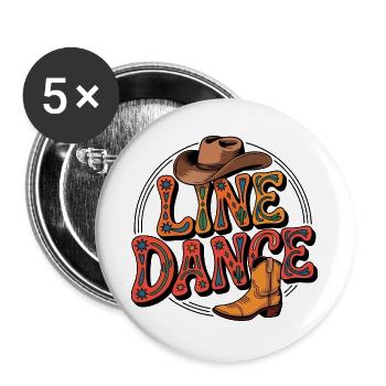 Line Dance mein Hobby - meine Passion - mein Ding - Buttons groß 56 mm (5er Pack) - Weiß - Vorne