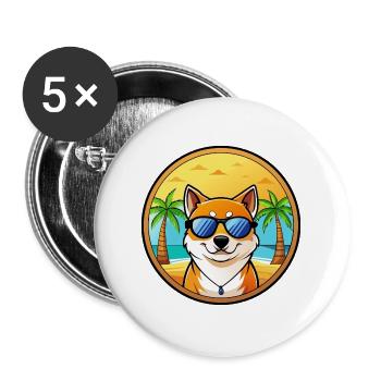 Shih Poo Hunderasse Cartoon Sonnenbrille Strand - Buttons groß 56 mm (5er Pack) - Weiß - Vorne