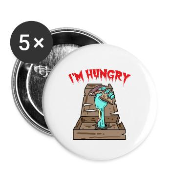 Pizza Zombie j'ai faim - Lot de 5 grands badges (56 mm) - blanc - Devant