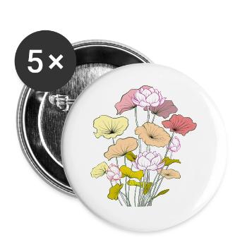 Blumenstrauß - Buttons groß 56 mm (5er Pack) - Weiß - Vorne