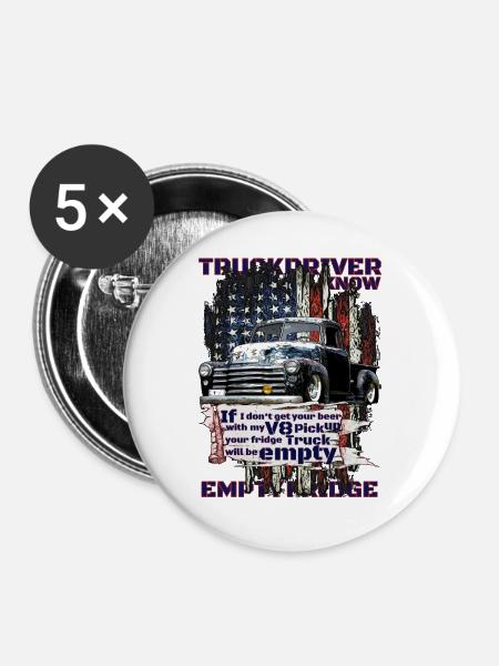 V8 Pickup Patriot Flagge - Buttons groß 56 mm (5er Pack) - Weiß