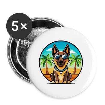 Belgischer Malinois Hund Rasse Cartoon Sonnenbrille Strand - Buttons groß 56 mm (5er Pack) - Weiß - Vorne