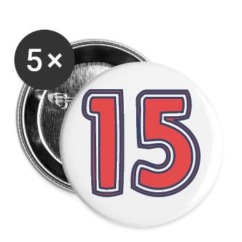 15. 15 ANS. 15e ANNIVERSAIRE. ANNIVERSAIRE 15 ANS. - Lot de 5 grands badges (56 mm) - blanc - Devant