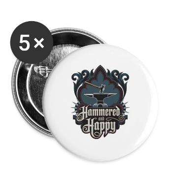 Gehämmert und glücklich - Buttons groß 56 mm (5er Pack) - Weiß - Vorne