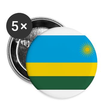 Ruanda – Flagge Sonnenaufgang blau-golden - Buttons groß 56 mm (5er Pack) - Weiß - Vorne