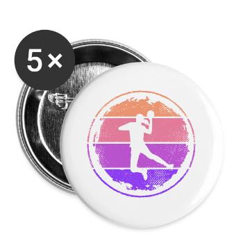 Handballspielerin Retro Mädchen Handball - Buttons groß 56 mm (5er Pack) - Weiß - Vorne