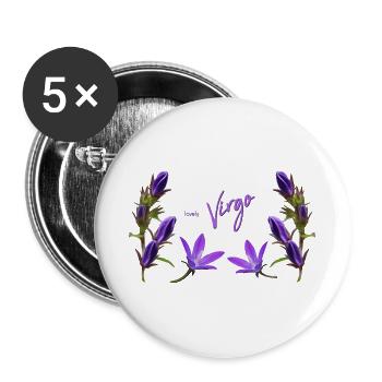 Jungfrau Sternzeichen Jungfrau Glockenblume - Buttons groß 56 mm (5er Pack) - Weiß - Vorne