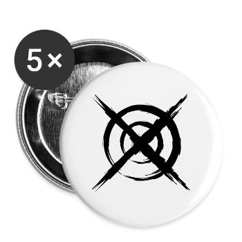 Zielscheibe Schwarz - Buttons groß 56 mm (5er Pack) - Weiß - Vorne
