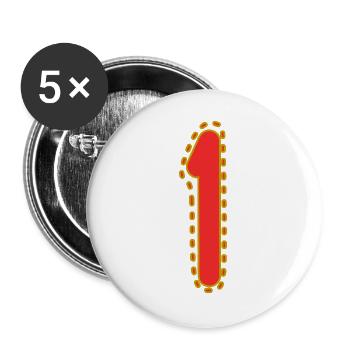 1. 1 JAHR. 1. JAHRESTAG. 1 JAHR GEBURTSTAG - Buttons groß 56 mm (5er Pack) - Weiß - Vorne