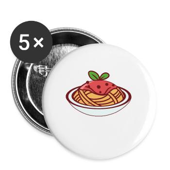 Herzhaftes Pastagericht Hackbällchen - Buttons groß 56 mm (5er Pack) - Weiß - Vorne