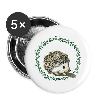 Hedgehog - Buttons large 2.2''/56 mm (5-pack) - white - Front