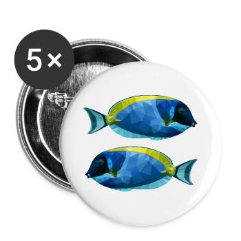 Meeresfisch Bunter Fisch Dori Korallenfisch Korall - Buttons groß 56 mm (5er Pack) - Weiß - Vorne