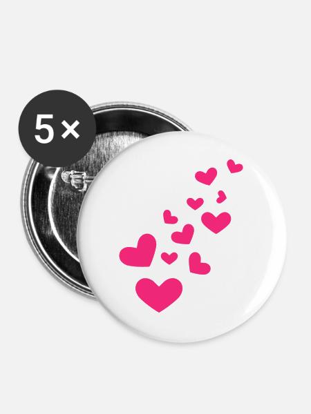 Herzchen Herz Muster Rosa Liebe Geschenk - Buttons groß 56 mm (5er Pack) - Weiß