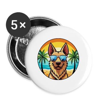 Berger Hollandais Chien Race Dessin Animé Lunettes De Soleil Plage - Lot de 5 grands badges (56 mm) - blanc - Devant