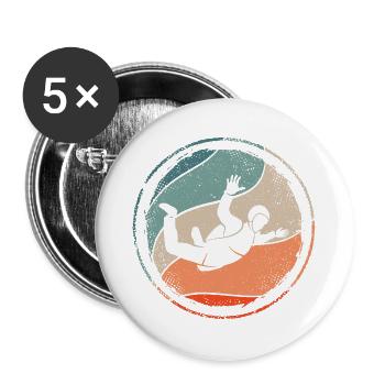 Skydiver Fallschirmspringer Retro Skydiving - Buttons groß 56 mm (5er Pack) - Weiß - Vorne