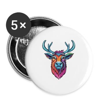 Karibu buntes Aquarell Cartoon Kawaii Tier - Buttons groß 56 mm (5er Pack) - Weiß - Vorne