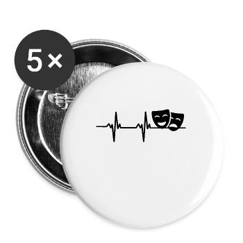 Drama Masks Theatre Heart palpitations - Buttons large 2.2''/56 mm (5-pack) - white - Front
