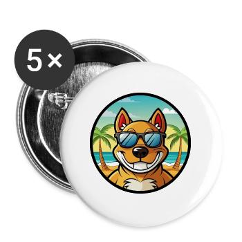 Cordoba Kampfhund Rasse Cartoon Sonnenbrille Strand - Buttons groß 56 mm (5er Pack) - Weiß - Vorne