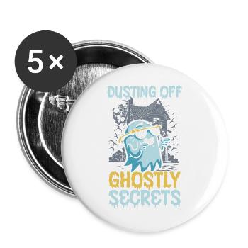 Geisterhafte Geheimnisse abstauben Hausmeister Hal - Buttons groß 56 mm (5er Pack) - Weiß - Vorne